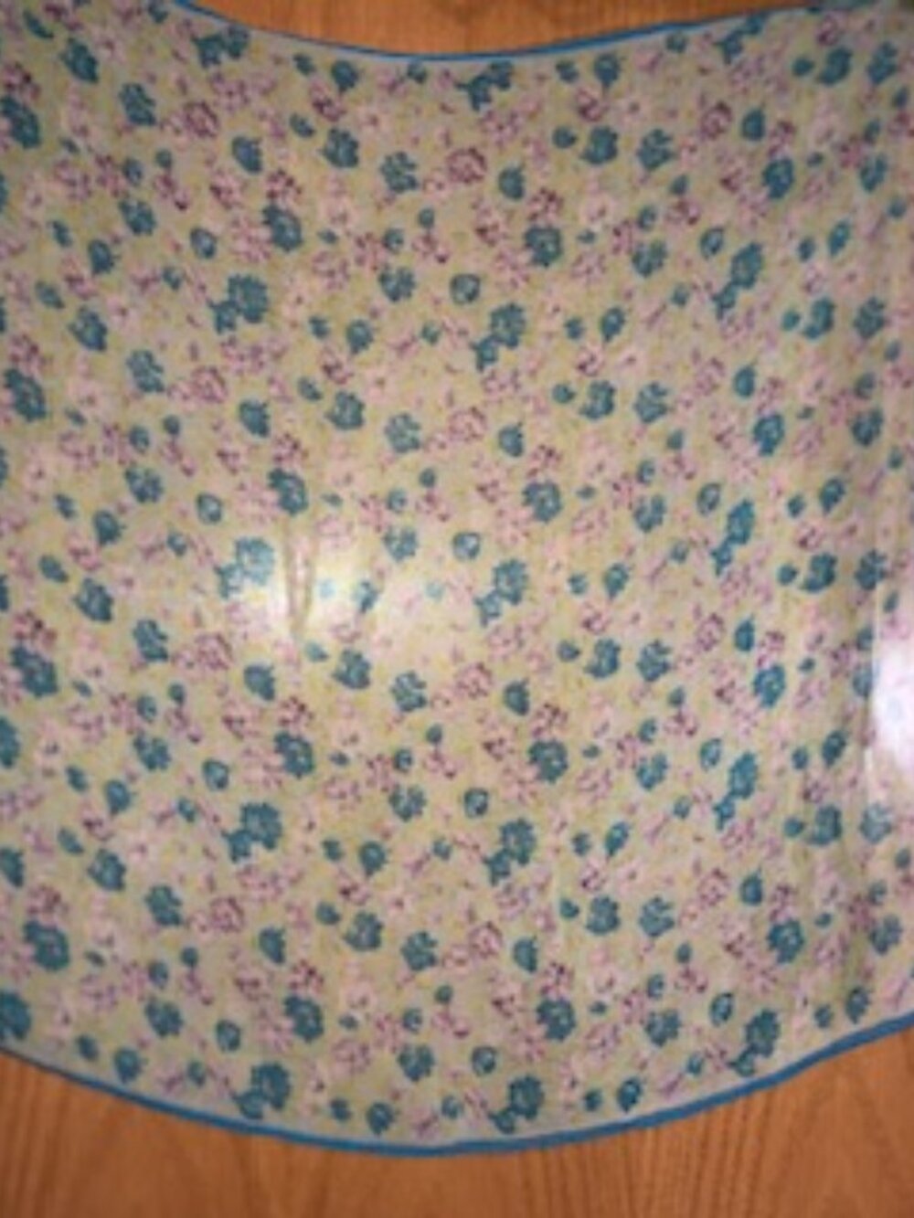 3/$15 Echo Silk Square Scarf Wildflowers Blue Lavender Excellent Hand Stitched